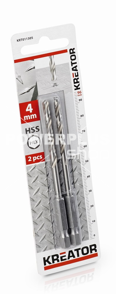 (obrázek pro) KRT011305 - 2 ks HSS Vrtáků do kovu HEX 4.0 x 96 mm