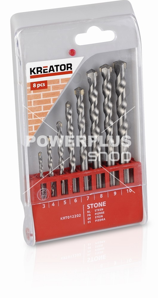 (obrázek pro) KRT012202 - 8 ks Vrtáků do zdiva 3-10 mm