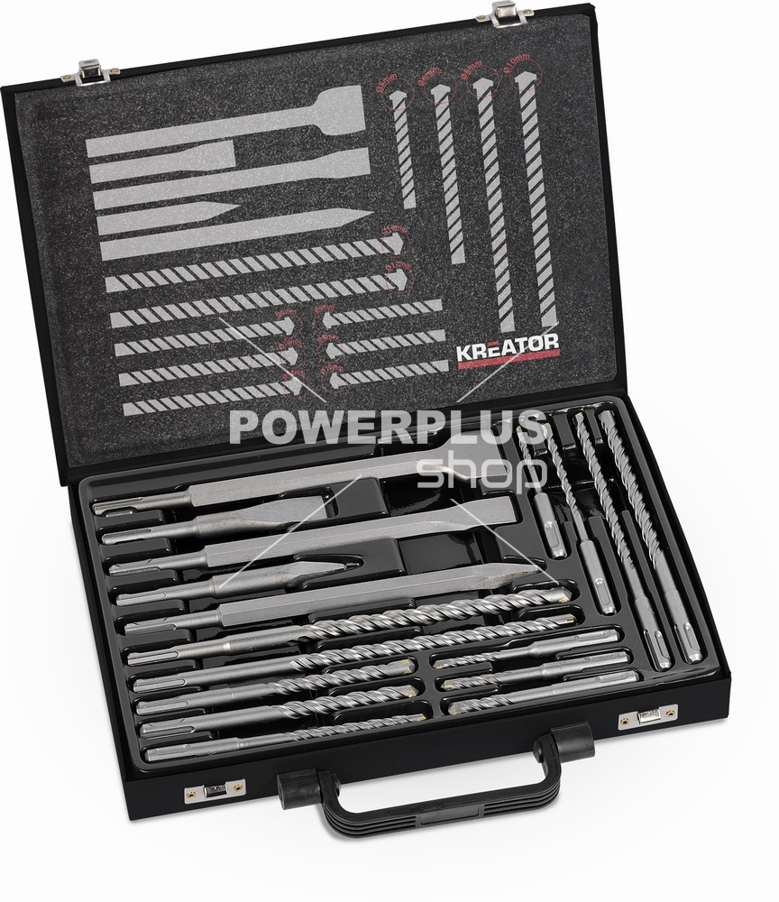 (obrázek pro) KRT012801 - 17-ti dílná sada SDS Plus vrtáků / sekáčů