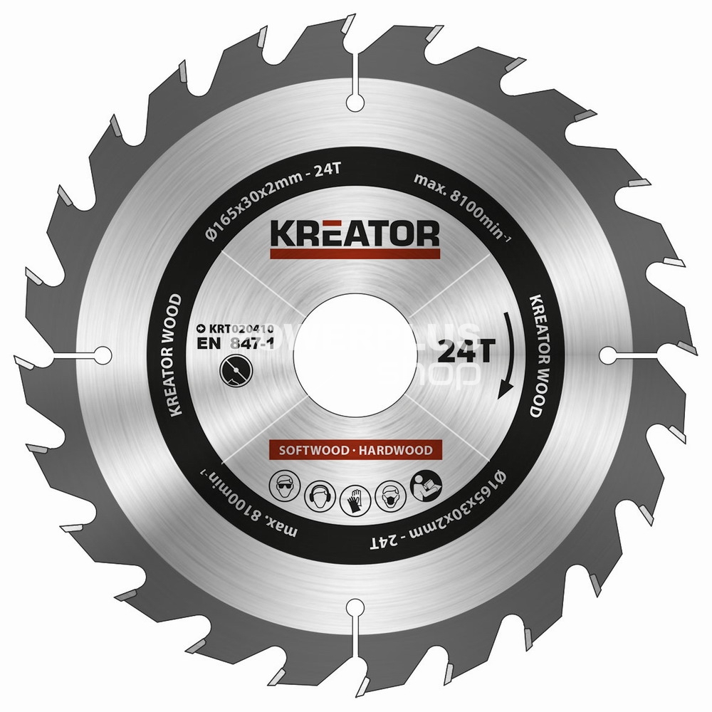 (obrázek pro) KRT020410 - Pilový kotouč na dřevo 165mm, 24T