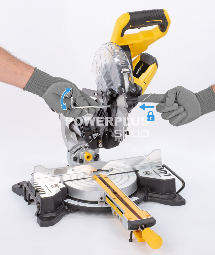 POWX075720DB - Pokosová pila s potahem a oboustranným náklonem 1